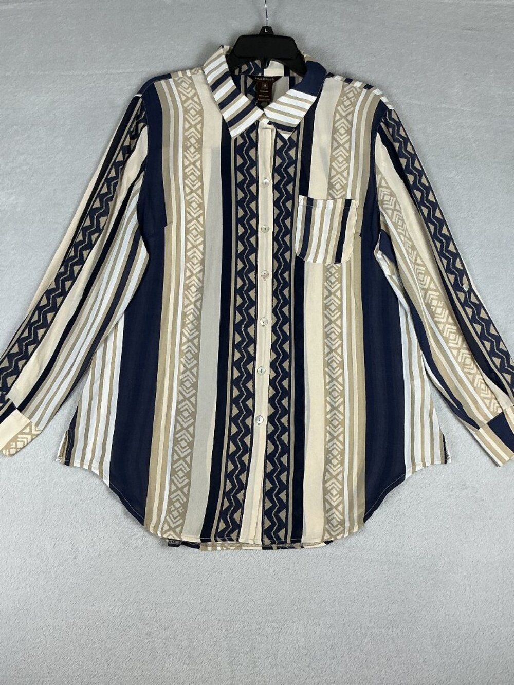 Multiples Women's Blouse Long Sleeve Striped Button-up Size XL.